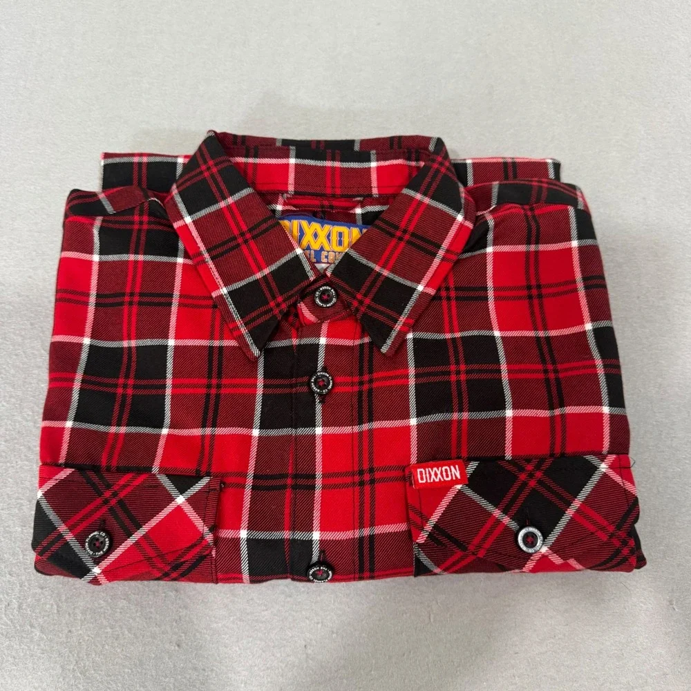 Dixxon Flannel Company The Hoser Shirt Mens LT Red Black Plaid Long Sleeve Tall